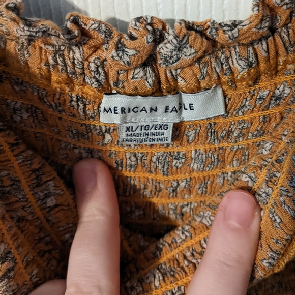 Smocked Top American Eagle Floral Faux Wrap Dress for Spring Size XL - Picture 5 of 6